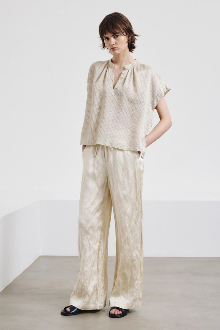 Pantalone in raso di viscosa crinkled - Pomandere