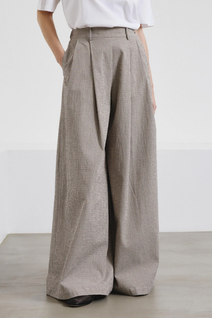 Pantalone ampio in micro vichy  - Pomandere