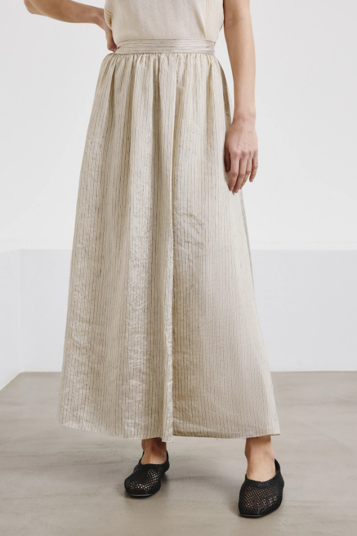 Gonna in shantung rigato  - Pomandere