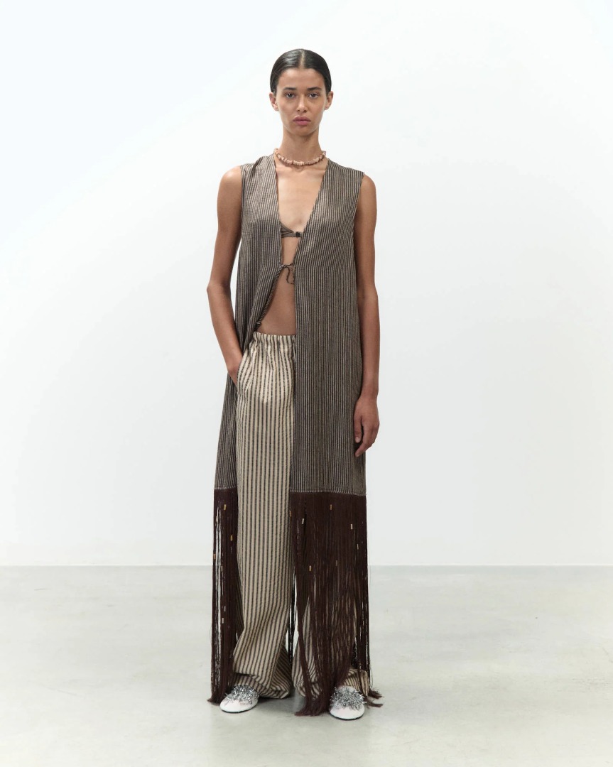 Gilet micro stripes con frangia - Alysi